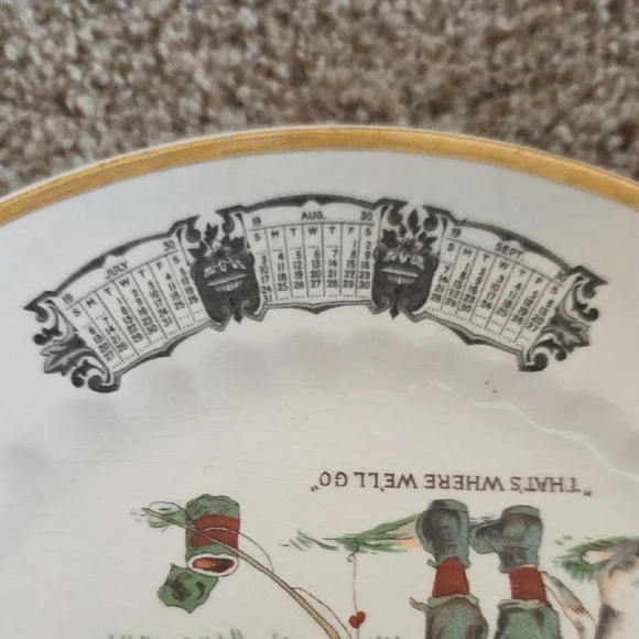 Vintage Porcelain Advertising Plate with Gold Trim - 1930 - Picture 8 of 9